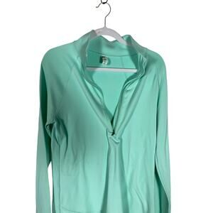 Women's Under Armour Half Zip Teal Cold Gear Running Long Sleeve Top Size XL